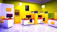 Cartoon Office Bank - Counter