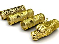 gold dragon warp leather necklace or bracelets 3311 | 3D