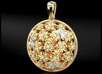 Very delicate pendant with flowers and butterflies 729 | 3D