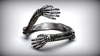 Skeleton Hugged Bone Hands Adjustable Unisex Ring | 3D