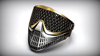 Paintball Gems Mask Blackened Silver Ring | 3D