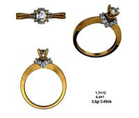 Women Solitaire Ring 045 | 3D