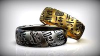 Ancient Egyptian Symbols Amulet Wedding Ring | 3D