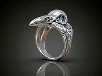 Ring raven skull tree amulet  | 3D