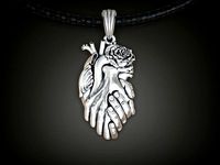 Pendant heart hands rose flower | 3D