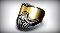 Hip Hop Paintball Lens Mask Silver Ring Gold Inlay | 3D