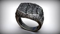 Grunge Stone Rock Crack Silver Men Signet | 3D