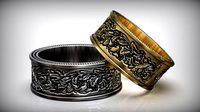 Vintage Floral Pattern Wedding Band | 3D