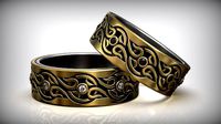 Viking Pattern Wedding Diamons Ring | 3D