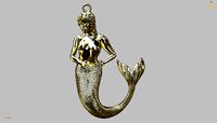 Mermaid Pendant 40mm | 3D