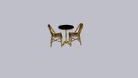 table bistrot + chaises rotin