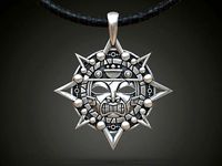 Aztec Mayan sun pendant necklace silver | 3D