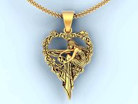 Girl heart pendant silver gold printable jewelry 3D model | 3D