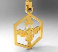 Honeycomb bee pendant enamel | 3D