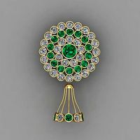 Beautifull Diamond And Emerald Earrings  | 3D
