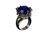 1023-Ring with big central stone and small diamonds | 3D