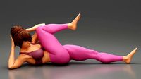 Young Woman Yoga Doing Obliques up Pilates Pose | 3D