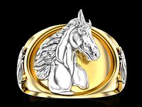 Horse ring silver gold sterling jewelry printable 3D model | 3D