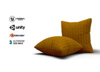 Knitted Mustard Cushion with Chain Pattern