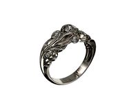 1009-Monogram ring with diamonds | 3D
