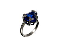 1007-Ring with big heart shape stone | 3D