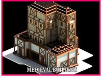 Medieval Low Poly Building  Castle Wooden Village Stone House 20