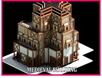 Medieval Low Poly Building  Castle Wooden Village Stone House 33