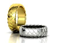 Wedding Ring Basket Weave Band Ring 8mm WIDE | 3D