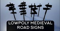 Lowpoly Medieval Wooden Road Signs