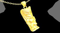 Brady Tiki pendant jewelry gold necklace medallion | 3D