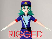 T pose rigged model of Jenny anime girl