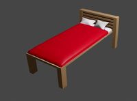 Cartoon 3D oak hardwood red bed        low poly