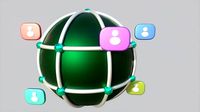 world globe wire 3D low poly web icon
