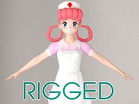 T pose rigged model of Joy anime girl