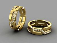 Braided style band ring with diamonds   | 3D