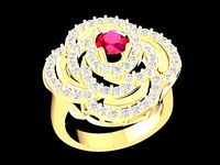 diamond flower rose ring 3268 | 3D
