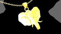 African Elephant pendant jewelry gold necklace medallion | 3D