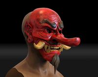 Japanese Tengu Smile Mask Oni Demon Mask Samurai Mask | 3D