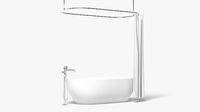 Opened Shower Curtain with Bath Interior Elements