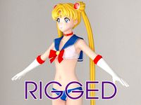 T pose rigged model of Sailor Moon anime girl