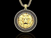 Angry Lion Head2 Medallion Pendant V2 | 3D