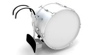Marching bass drum with carrier pure white