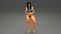 Sexy Girl Bikini Standing Posing Sandy Beach | 3D