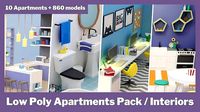 Low Poly Apartments Pack Interiors