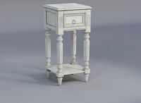 Spacious Mango Washed White Wood Metal Ring Handle Side Table