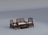 Boho Coastal Acacia Wood 6-Piece Slatted Chat Set