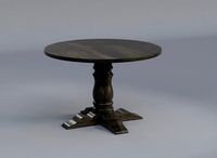 Wooden Round Dining Table With Heavy Pedestal Feet