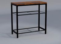 Brown and Black Wooden Top with 2 Mesh Shelves 3-Tier Side Table