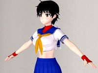 T pose nonrigged model of Sakura Kasugano anime girl