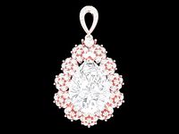 new luxury pear diamond pendant with flower diamond 3243 | 3D